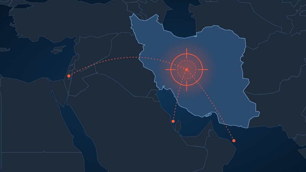 خريطة إيران ومسارات ضربة محتملة من الغرب والخليج
